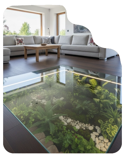 Podłoga ze szkła w salonie - zakład szklarski Ek-glass