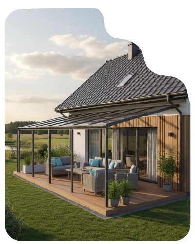 Zadaszenie tarasu wykonane przez firmę Ek-glass